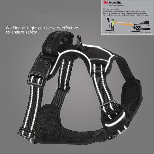 Pawsitive4s no-pull reflective dog harness breathable vest – Black, M, side angle
