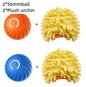 Pawsitive4s interactive bouncing rubber ball dog toy – Orange Ball Blue Scissors, texture detail