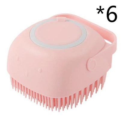 Pawsitive4s silicone pet bath massage brush grooming glove – Yellow 2PC, square, material close-up