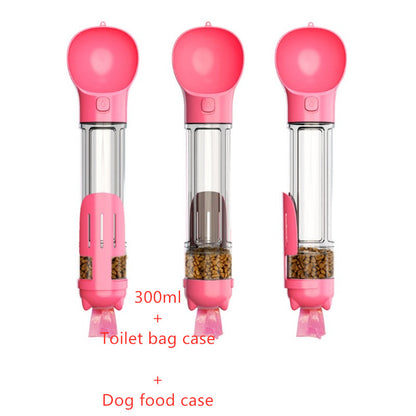 Pawsitive4s portable pet water bottle feeder bowl 3-in-1 travel – Pink 3pcs, 300ml, attachment detail