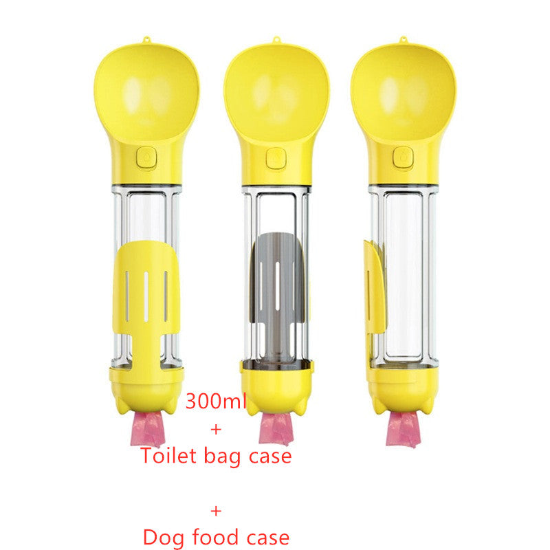 Pawsitive4s portable pet water bottle feeder bowl 3-in-1 travel – Yellow 2pcs pink, 300ml, capacity demo