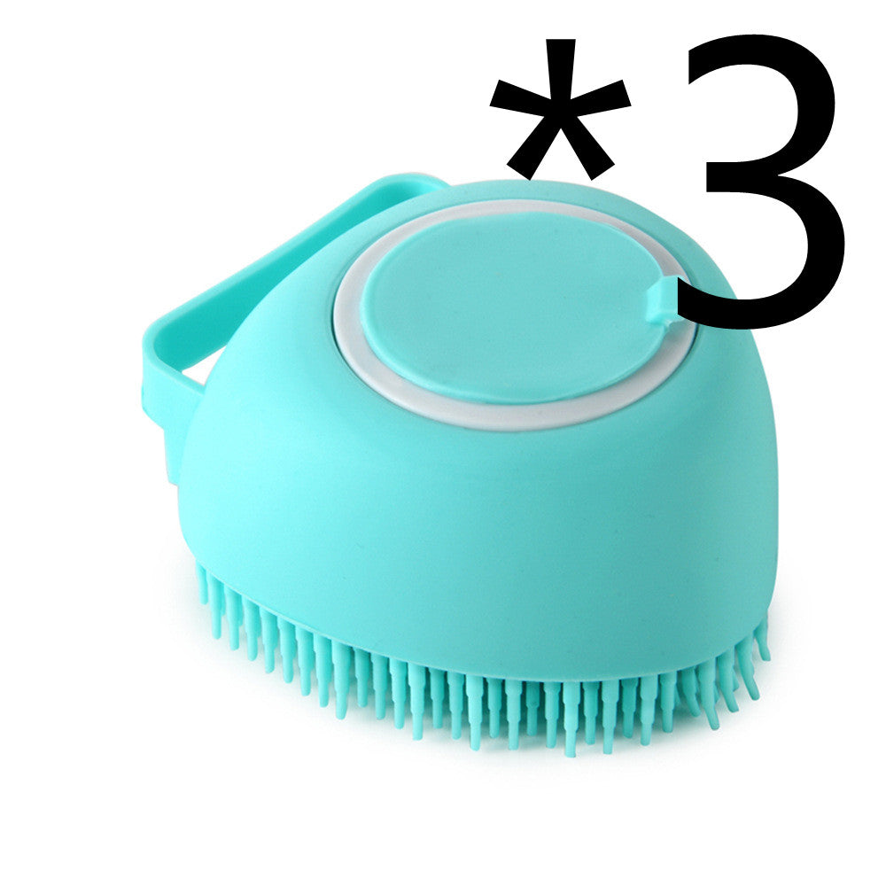 Pawsitive4s silicone pet bath massage brush grooming glove – Pink and yellow, square, colour detail