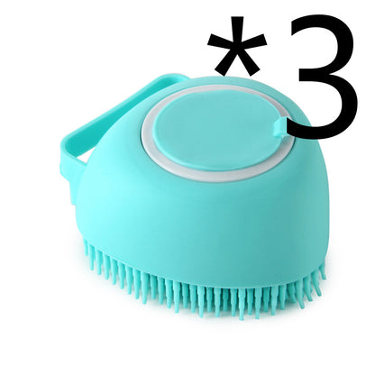 Pawsitive4s silicone pet bath massage brush grooming glove – Pink and yellow, square, colour detail
