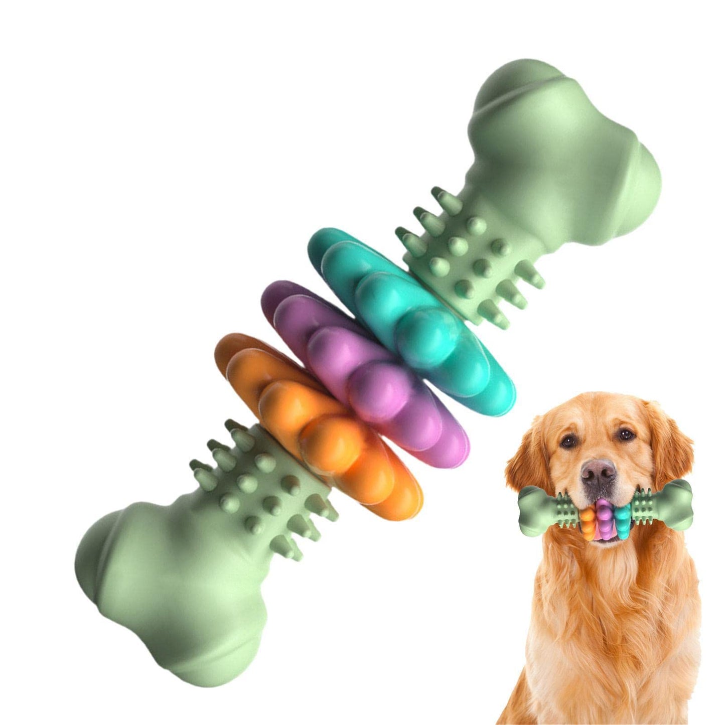 Durable TPR Bone Chew Toy - Cleans Teeth & Massages Gums