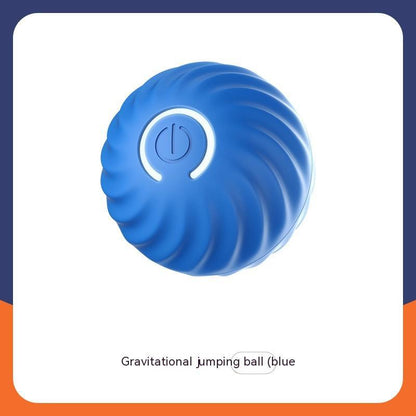 Pawsitive4s interactive bouncing rubber ball dog toy – Blue sea urchin sleeve 67mm, lifestyle shot