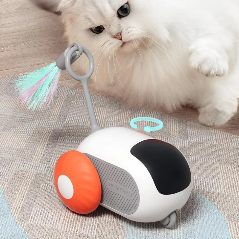 Pawsitive4s remote control interactive cat car toy USB rechargeable – Orange Running Car, USB, size comparison