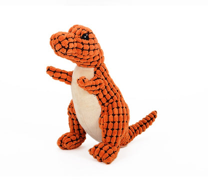 Pawsitive4s dinosaur squeaky plush chew toy dogs – Light Brown, 25cm, close-up detail