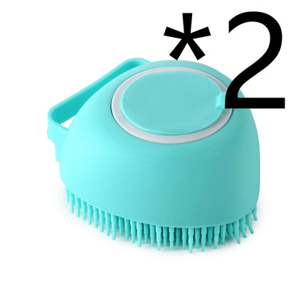 Pawsitive4s silicone pet bath massage brush grooming glove – Pink 3PC, square, dimension guide