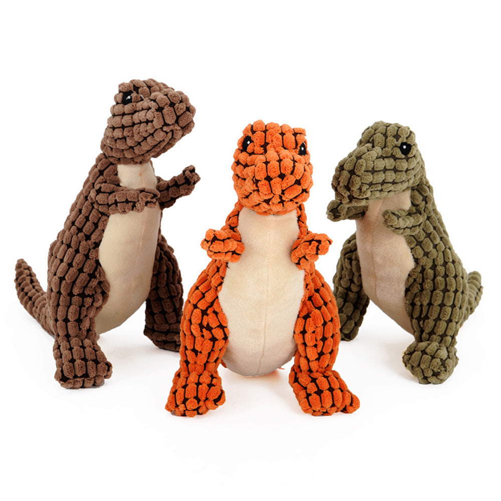 Pawsitive4s dinosaur squeaky plush chew toy dogs – texture detail
