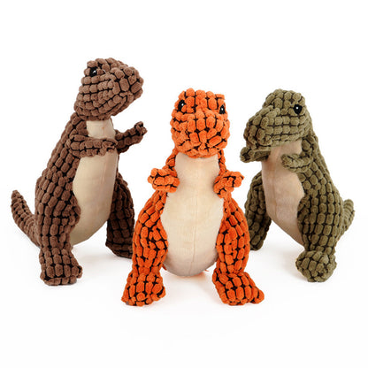 Pawsitive4s dinosaur squeaky plush chew toy dogs – texture detail