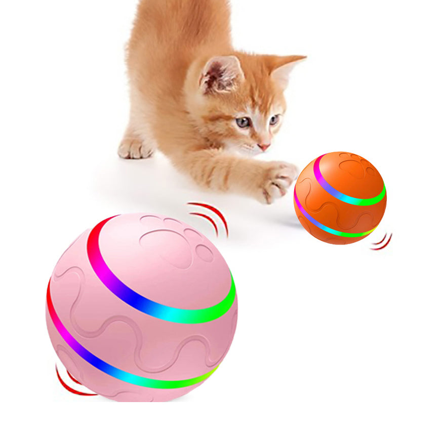 Pawsitive4s smart self-rotating interactive cat ball toy – Orange, Without movement, size comparison