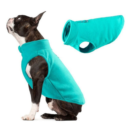 Pawsitive4s cosy fleece dog jacket vest for small dogs – Cyan, S, features close-up