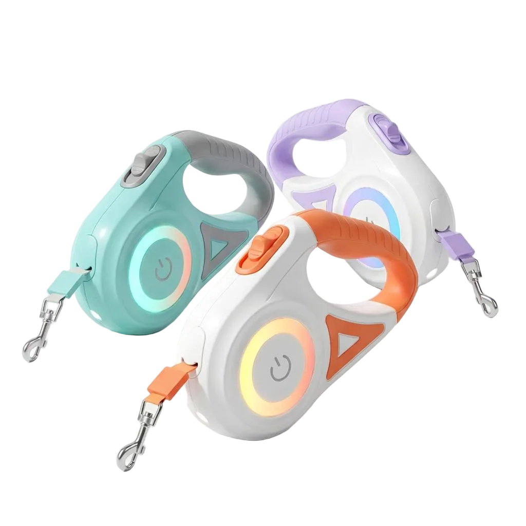 Retractable Dog Lead & Collar with LED Spotlight - 3 m or 5 m