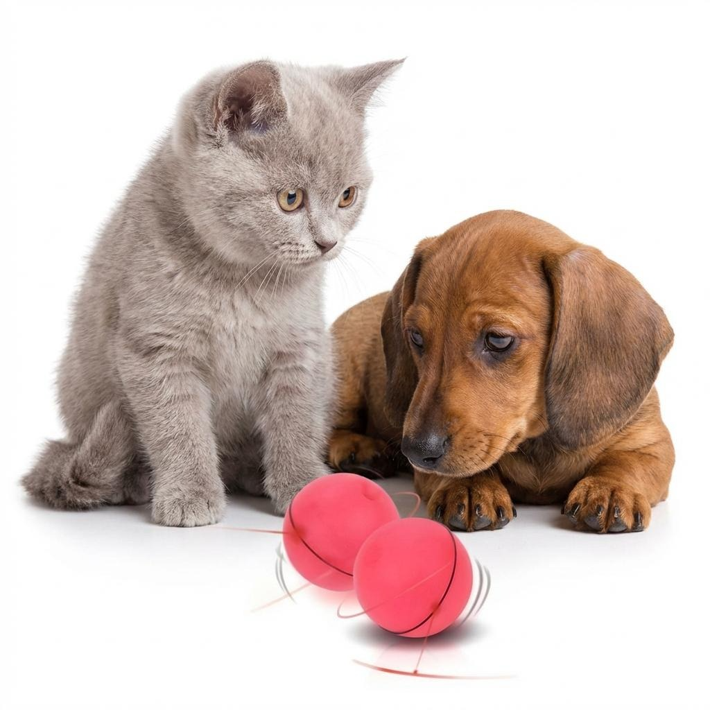 LED Laser Rolling Cat Toy Ball - USB Rechargeable Interactive Play