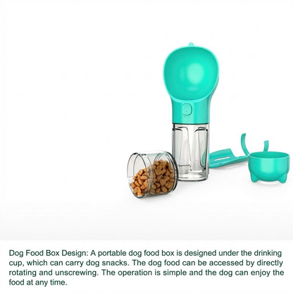 3-in-1 Travel Dog Water Bottle with Food Box & Waste Bag Holder