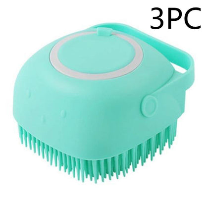 Pawsitive4s silicone pet bath massage brush grooming glove – Pink, Heartshaped, product demonstration