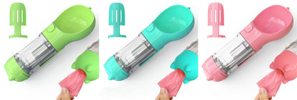 Pawsitive4s portable pet water bottle feeder bowl 3-in-1 travel – Green pink 2pcs., 300ml, product with pet