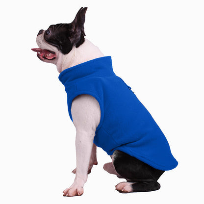 Pawsitive4s polar fleece dog jumper fluffy winter jacket – Blue, XL, in use