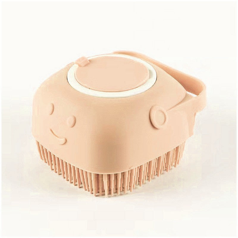 Pawsitive4s silicone pet bath massage brush grooming glove – Pink 2PC, square, features close-up