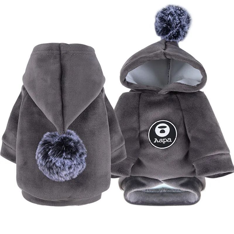 Pawsitive4s hooded fleece pet coat winter jacket dogs cats – Gray, XXL, texture detail
