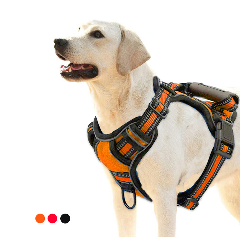 Pawsitive4s no-pull reflective dog harness breathable vest – Black, L, front view