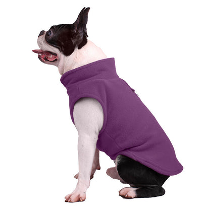 Pawsitive4s polar fleece dog jumper fluffy winter jacket – Dark Blue, L, rear view