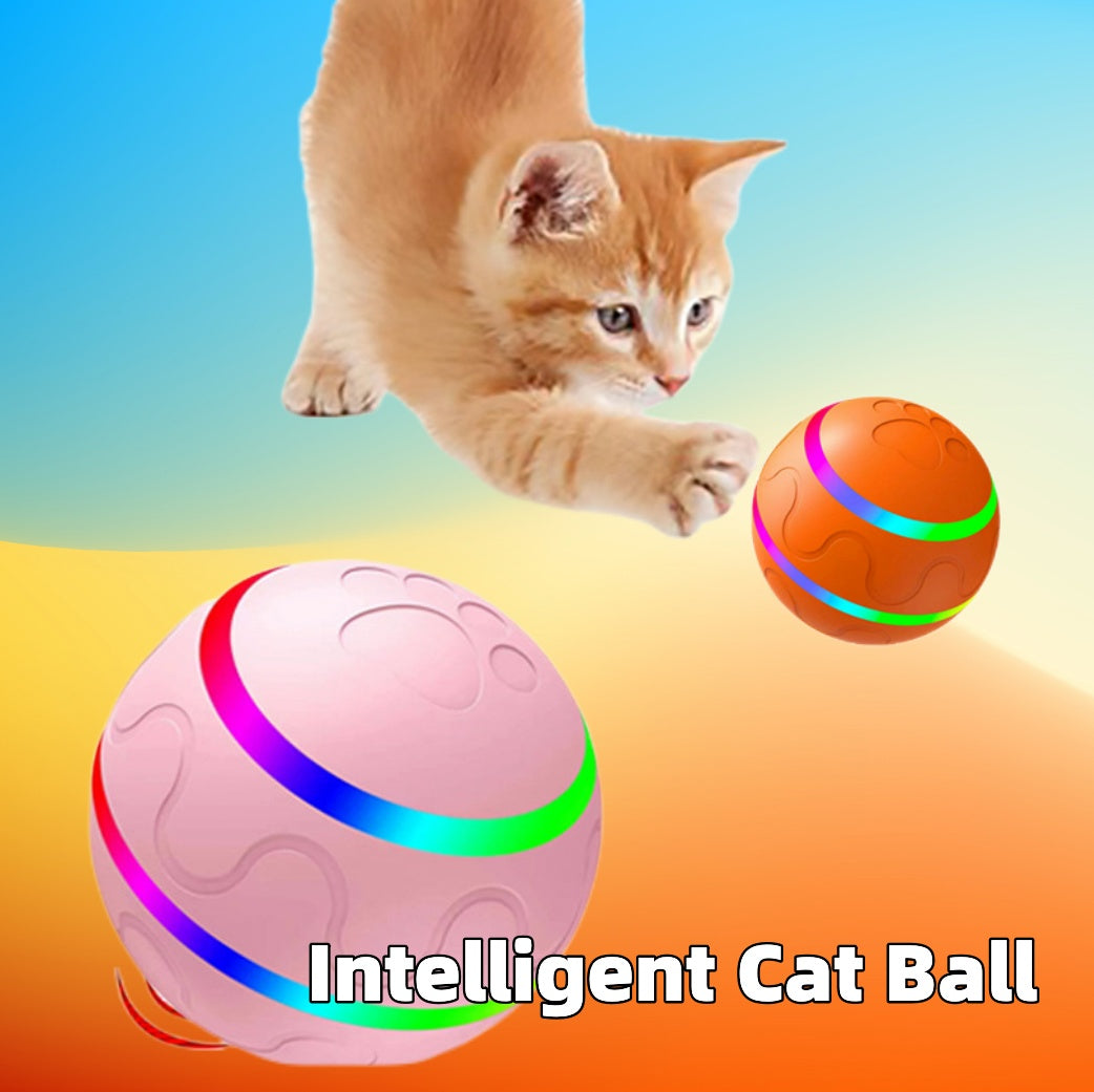 Pawsitive4s smart self-rotating interactive cat ball toy – Orange, Set1, close-up detail