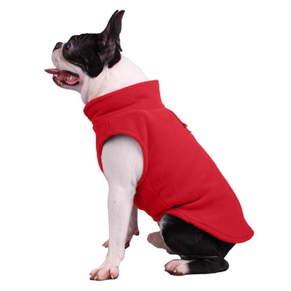 Pawsitive4s polar fleece dog jumper fluffy winter jacket – Dark Blue, M, top view